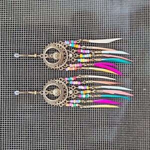 Coachella rainbow hippie tribal festival earrings